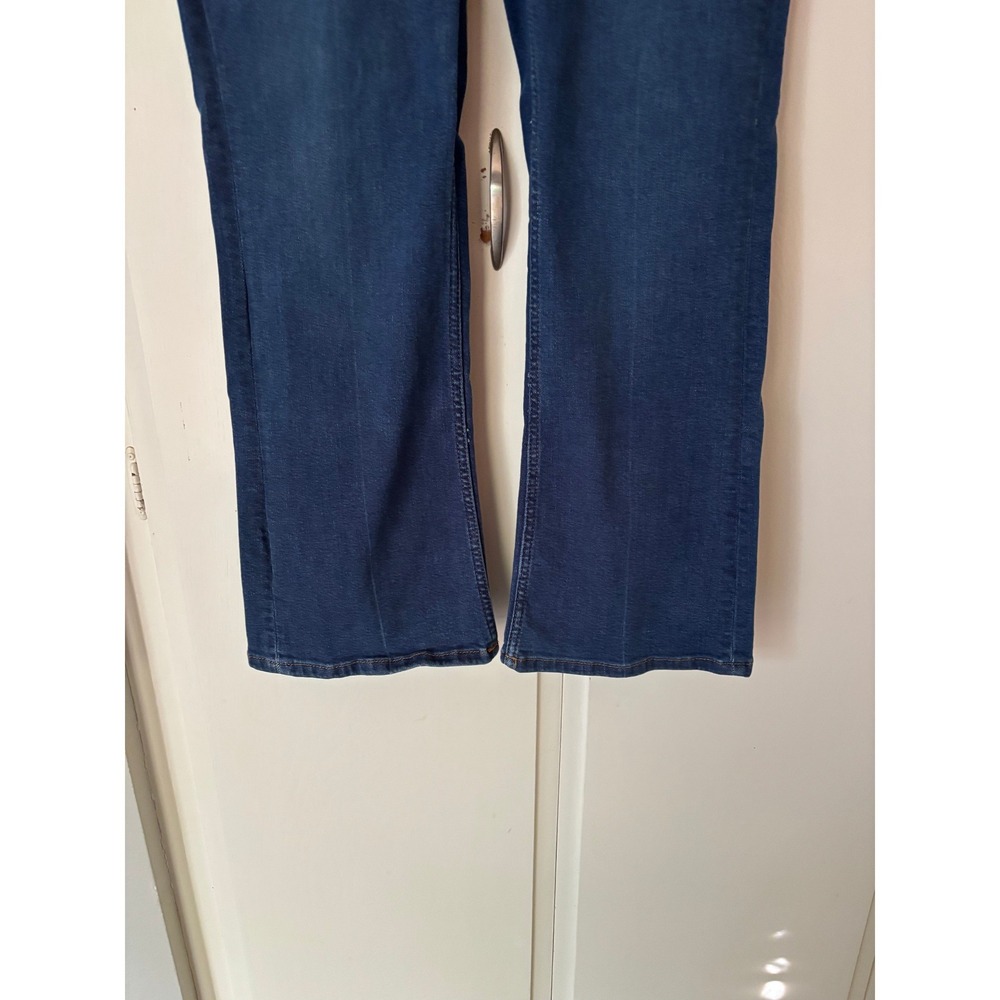Pilcro and the Letterpress High Rise Flare Jeans Dark Wash Front Patch Pocket 31 - Picture 4 of 11